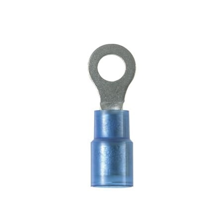 Panduit Ring Terminal, #8 Stud Size, 14 AWG, 600 V, Nylon Insulated, Blue, 100 PK PN14-8RX-C